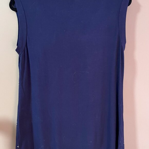 NAUTICAL sleeveless summer soft textured flared navy top MADE IN USA Sz XL - Picture 6 of 6